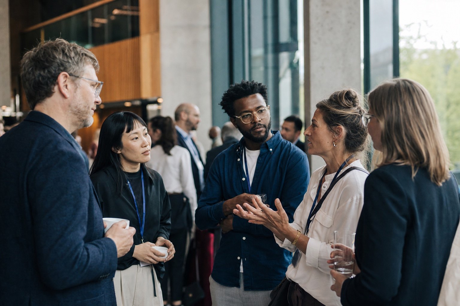 People meeting and exchanging ideas at a contemporary community event