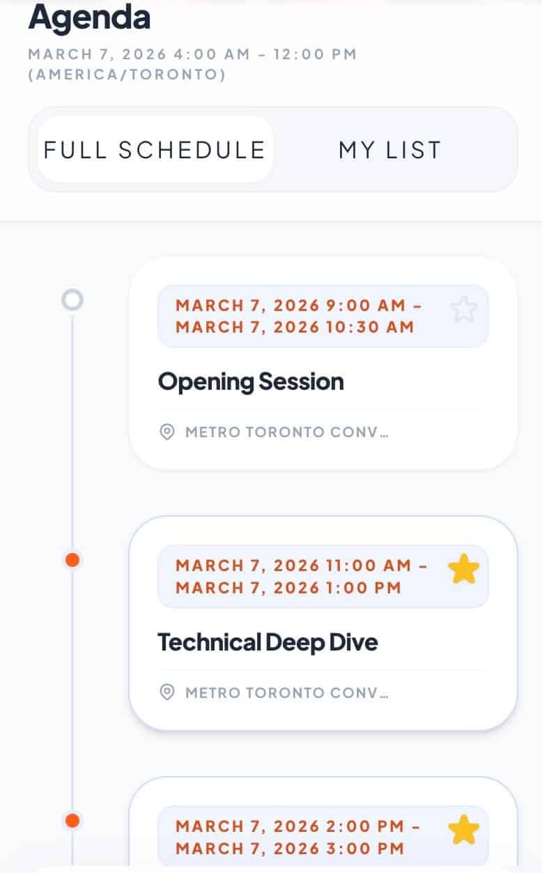 Conference Agenda Screen